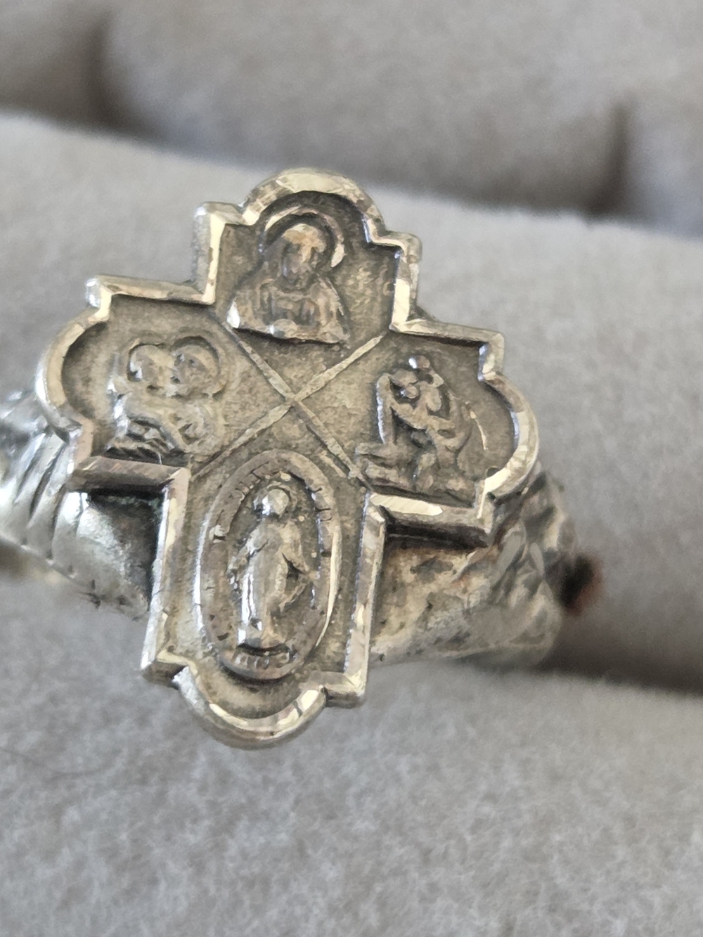 Sterling Silver Religious Cross Ring - Silver